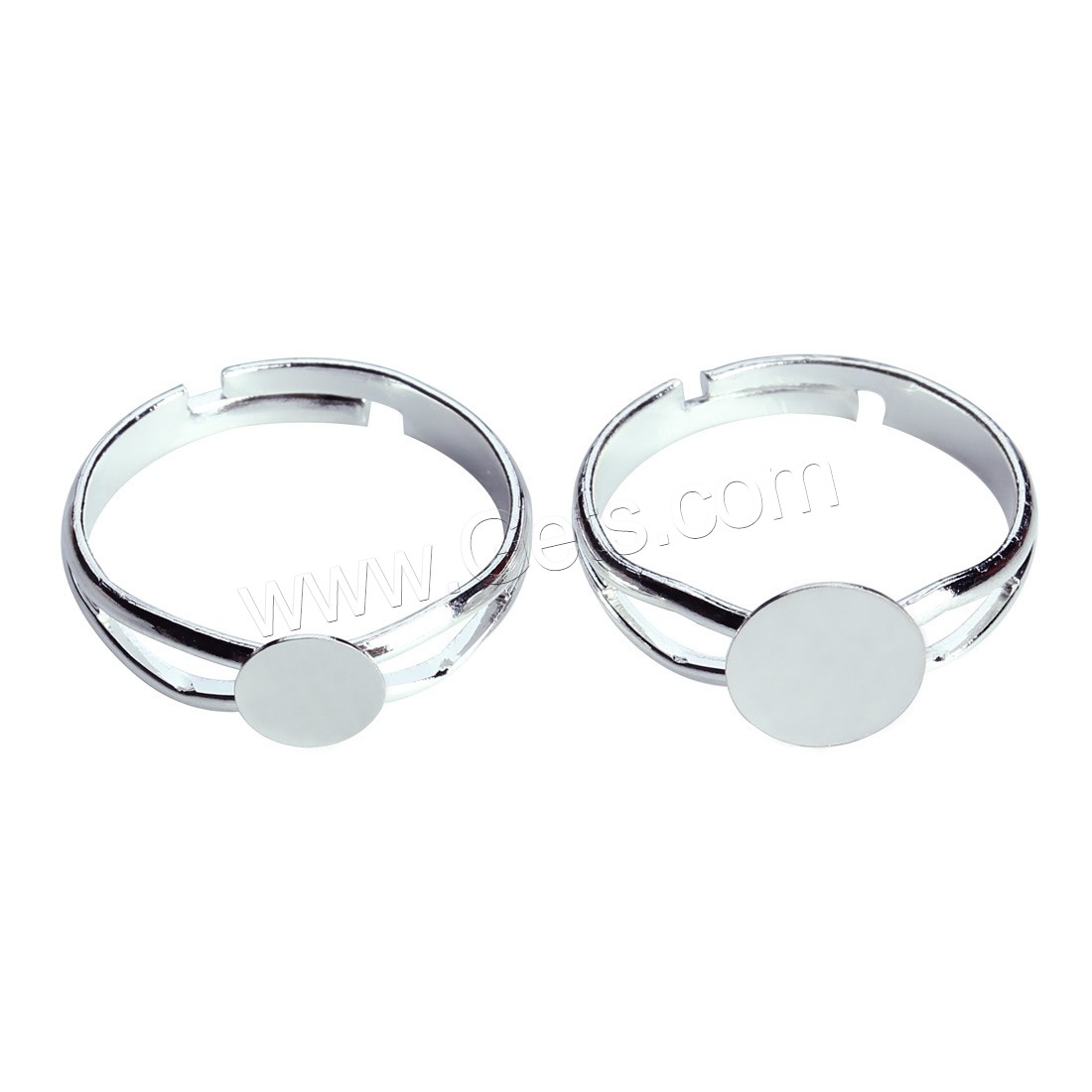 Латунная основа для кольца, Латунь, плакирован серебром, регулируемый & разный размер для выбора, не содержит никель, свинец, 10ПК/сумка, продается сумка