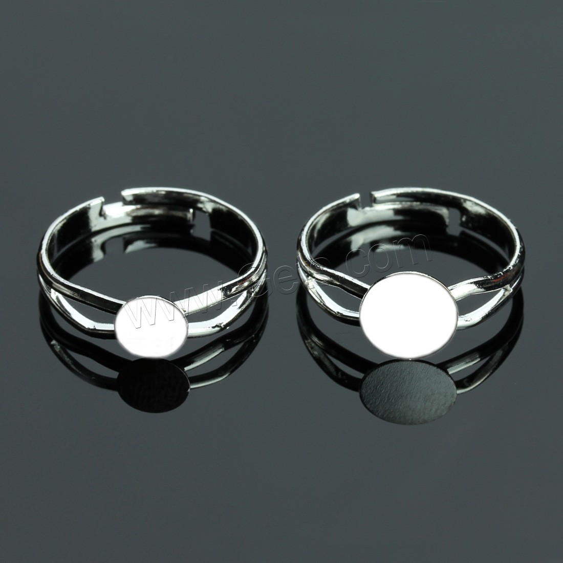 Латунная основа для кольца, Латунь, плакирован серебром, регулируемый & разный размер для выбора, не содержит никель, свинец, 10ПК/сумка, продается сумка