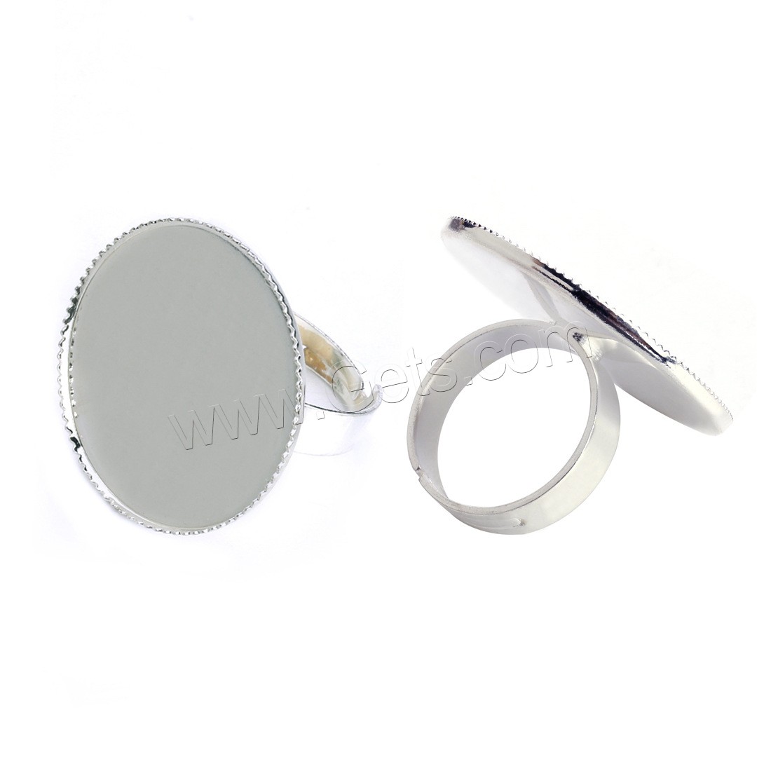Латунная основа-гнездо для кольца, Латунь, Плоская овальная форма, плакирован серебром, различный внутренний диаметр по выбору, не содержит никель, свинец, 27-32mm, 10ПК/сумка, продается сумка