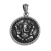 Buddhist Jewelry Pendant, Stainless Steel, Ganesha, blacken Approx 