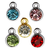 Zinc Alloy Rhinestone Pendants, Flat Round, plated, faceted & with rhinestone Approx 2mm 
