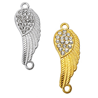 Rhinestone Zinc Alloy Connector, Wing Shape, plated, with rhinestone & 1/1 loop Approx 3mm 
