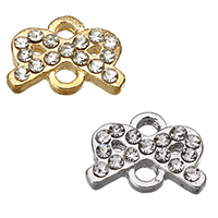 Rhinestone Zinc Alloy Connector, Bowknot, plated, with rhinestone & 1/1 loop Approx 2mm 