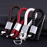 Zinc Alloy Key Clasp, with iron ring & PU Leather, platinum color plated, mixed colors, lead & cadmium free Approx 25mm 