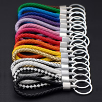 Zinc Alloy Key Clasp, with iron ring & PU Leather, platinum color plated, mixed colors, lead & cadmium free Approx 25mm 