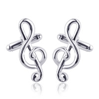 Zinc Alloy Cufflinks, Music Note, silver color plated, for man, nickel, lead & cadmium free 