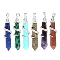 Gemstone Jewelry Pendant, with Brass, pendulum, platinum color plated, natural nickel, lead & cadmium free Approx 