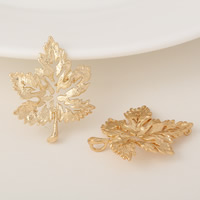 Brass Leaf Pendants, gold color plated Approx 3.5mm 