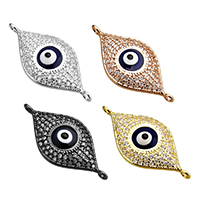 Evil Eye Jewelry Connector, Brass, plated, micro pave cubic zirconia & enamel & 1/1 loop Approx 1mm 
