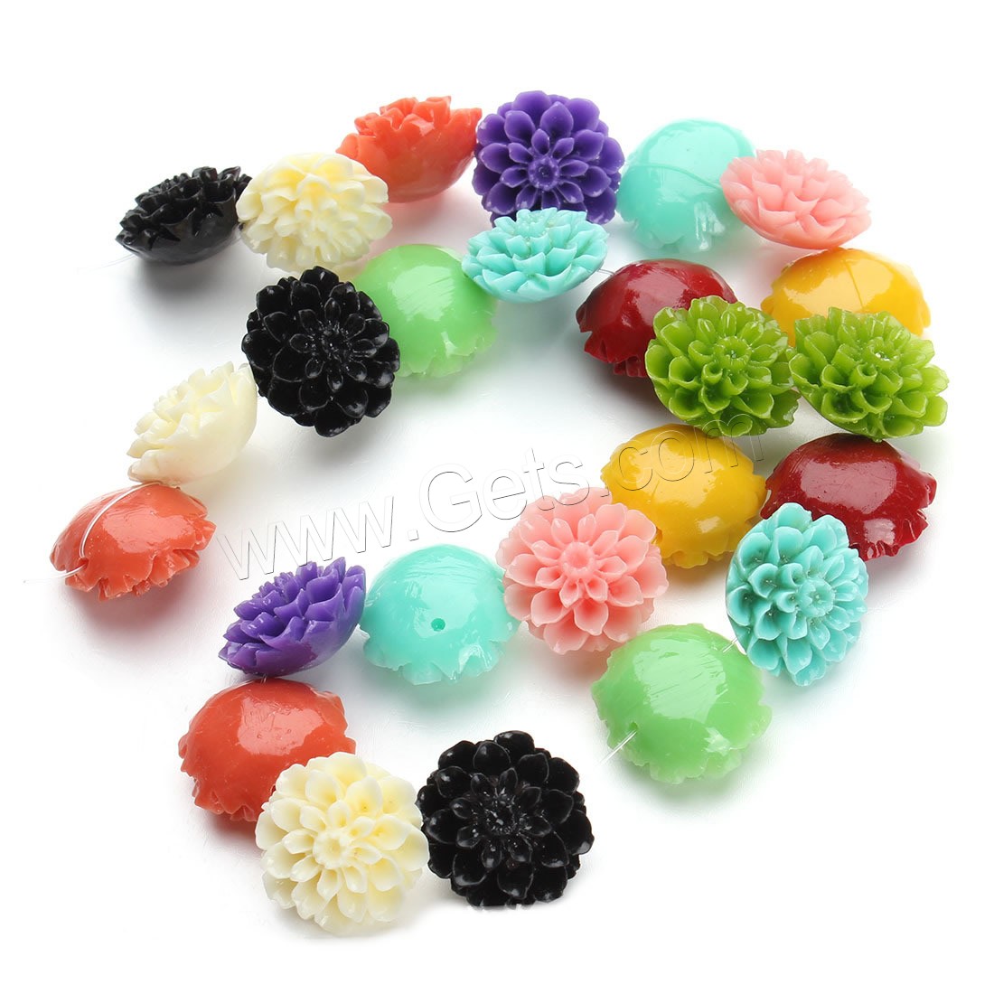 Natural Coral Beads, Resin, Flower, imitation coral & different size for choice, mixed colors, Hole:Approx 1mm, Length:Approx 15.5 Inch, Sold By Strand