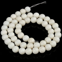 Natürliche Korallen Perlen, rund, verschiedene Größen vorhanden, weiß, Bohrung:ca. 1mm, Länge:ca. 15.5 ZollInch, verkauft von Strang