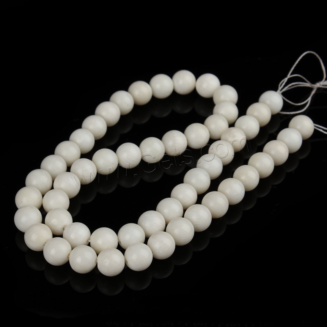 Perles en corail naturel, Rond, normes différentes pour le choix, blanc, Trou:Environ 1mm, Longueur:Environ 15.5 pouce, Vendu par brin