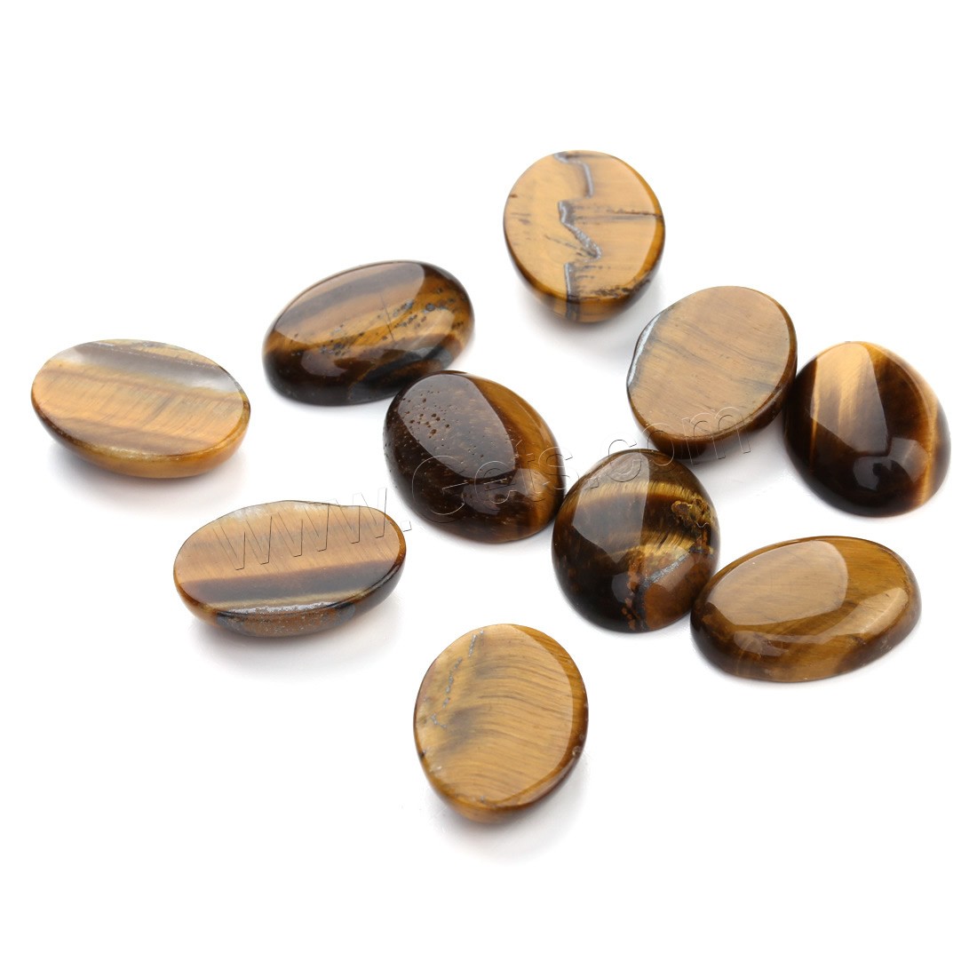 Tiger Eye Cabochon, Flat Oval, different size for choice & flat back, yellow, 20PCs/Bag, Sold By Bag
