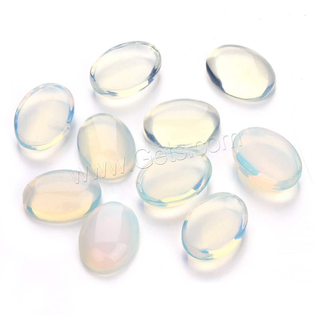 Cabochon opale mer, Opaline, ovale plat, normes différentes pour le choix & dos plat, 20PC/sac, Vendu par sac