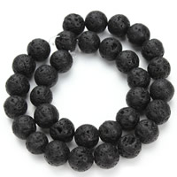 Natürliche Lava Perlen, rund, verschiedene Größen vorhanden, Bohrung:ca. 2mm, Länge:ca. 15.5 ZollInch, verkauft von Strang