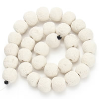Natürliche Lava Perlen, Trommel, verschiedene Größen vorhanden, weiß, Bohrung:ca. 2mm, Länge:ca. 15.5 ZollInch, verkauft von Strang