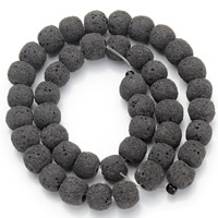 Natürliche Lava Perlen, Trommel, verschiedene Größen vorhanden, schwarz, Bohrung:ca. 2mm, Länge:ca. 15.5 ZollInch, verkauft von Strang