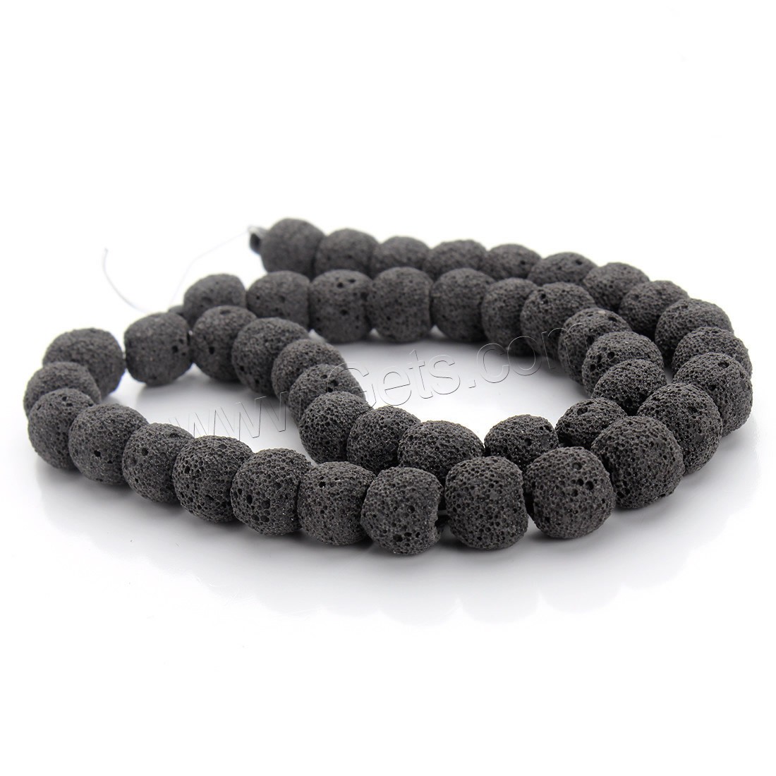 Natürliche Lava Perlen, Trommel, verschiedene Größen vorhanden, schwarz, Bohrung:ca. 2mm, Länge:ca. 15.5 ZollInch, verkauft von Strang