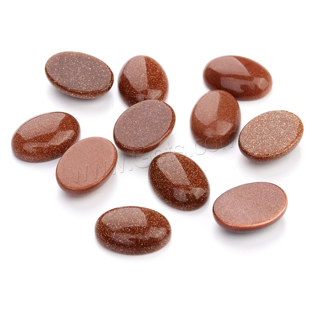 Goldstone Cabochon, Flat Oval, different size for choice & flat back, 20PCs/Bag, Sold By Bag