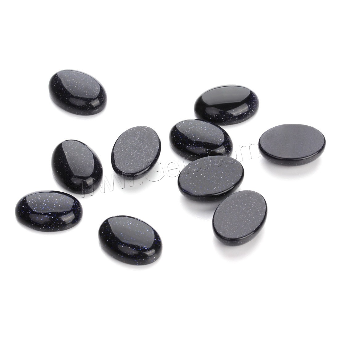 Blue Goldstone Cabochon, Flat Oval, different size for choice & flat back, 20PCs/Bag, Sold By Bag