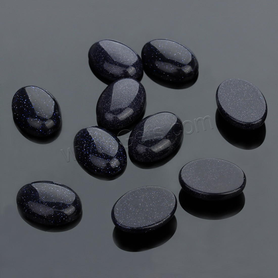 Blue Goldstone Cabochon, Flat Oval, different size for choice & flat back, 20PCs/Bag, Sold By Bag