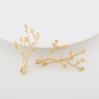 Brass Brooch Finding, Branch, gold color plated 1mm 