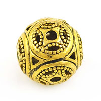 Hollow Brass Beads, antique gold color plated, lead & cadmium free, 12mm Approx 1-1.5mm 