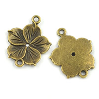 Conector de aleación de Zinc de flor, chapado en color bronce antiguo, 1/1 aro, libre de plomo & cadmio, 26.2x21mm, agujero:aproximado 1-1.5mm, Vendido por UD