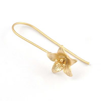 Brass Hook Earwire, Flower, gold color plated, nickel, lead & cadmium free, 16.4*11.2mm 