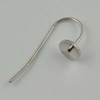Brass Hook Earwire, platinum color plated, nickel, lead & cadmium free, 6mm, Inner Approx 1mm 