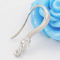 Brass Hook Earwire, platinum color plated, with rhinestone, nickel, lead & cadmium free Approx 1-1.5mm 