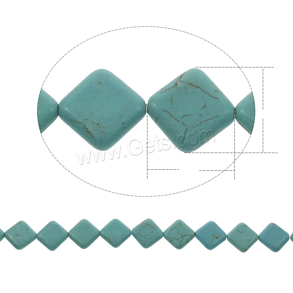 Synthetic Turquoise Beads, Rhombus, different size for choice, blue, Hole:Approx 1mm, Length:Approx 15.5 Inch, Sold By Strand