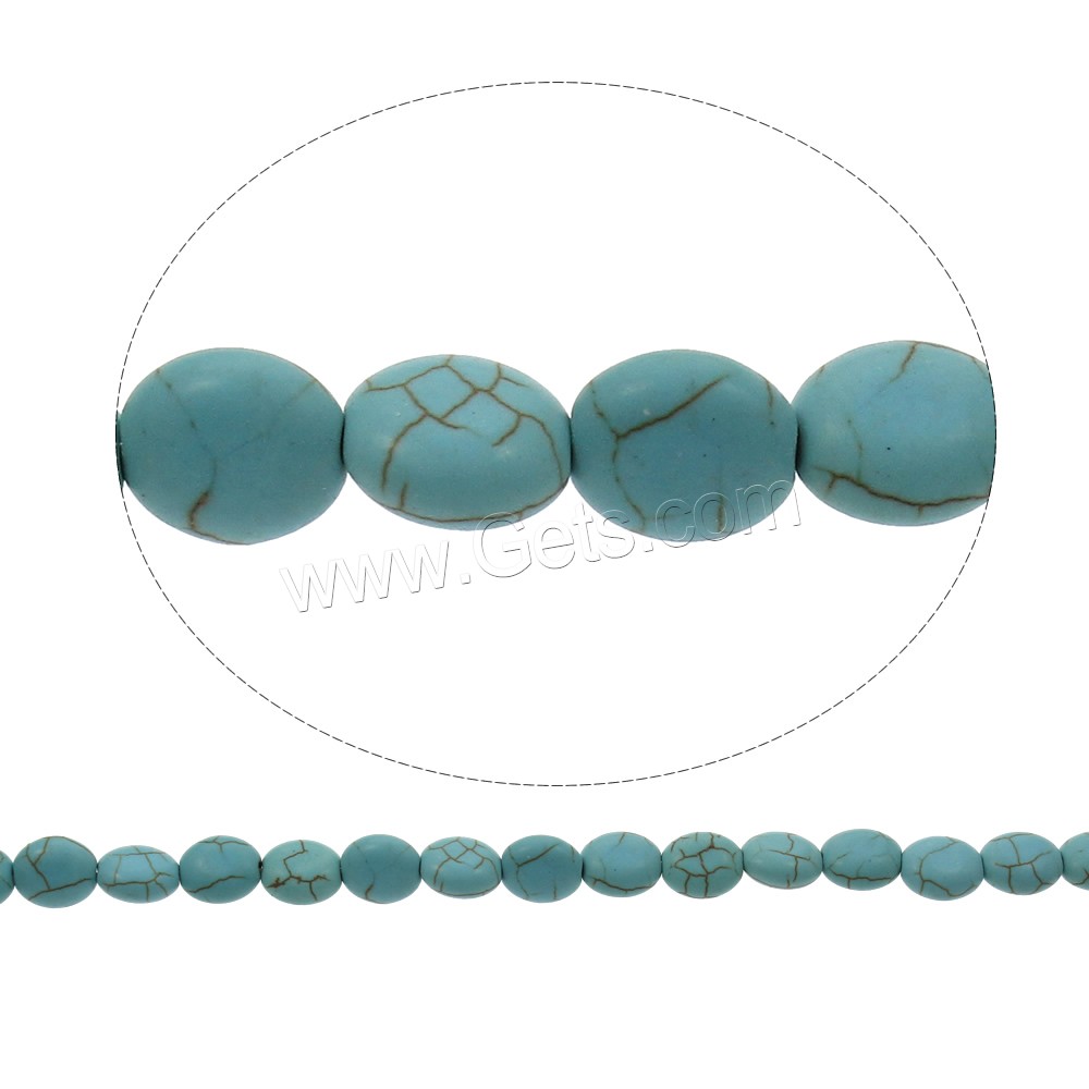 Perles en Turquoise synthétiques, ovale plat, normes différentes pour le choix, bleu, Trou:Environ 1mm, Longueur:Environ 15.5 pouce, Vendu par brin