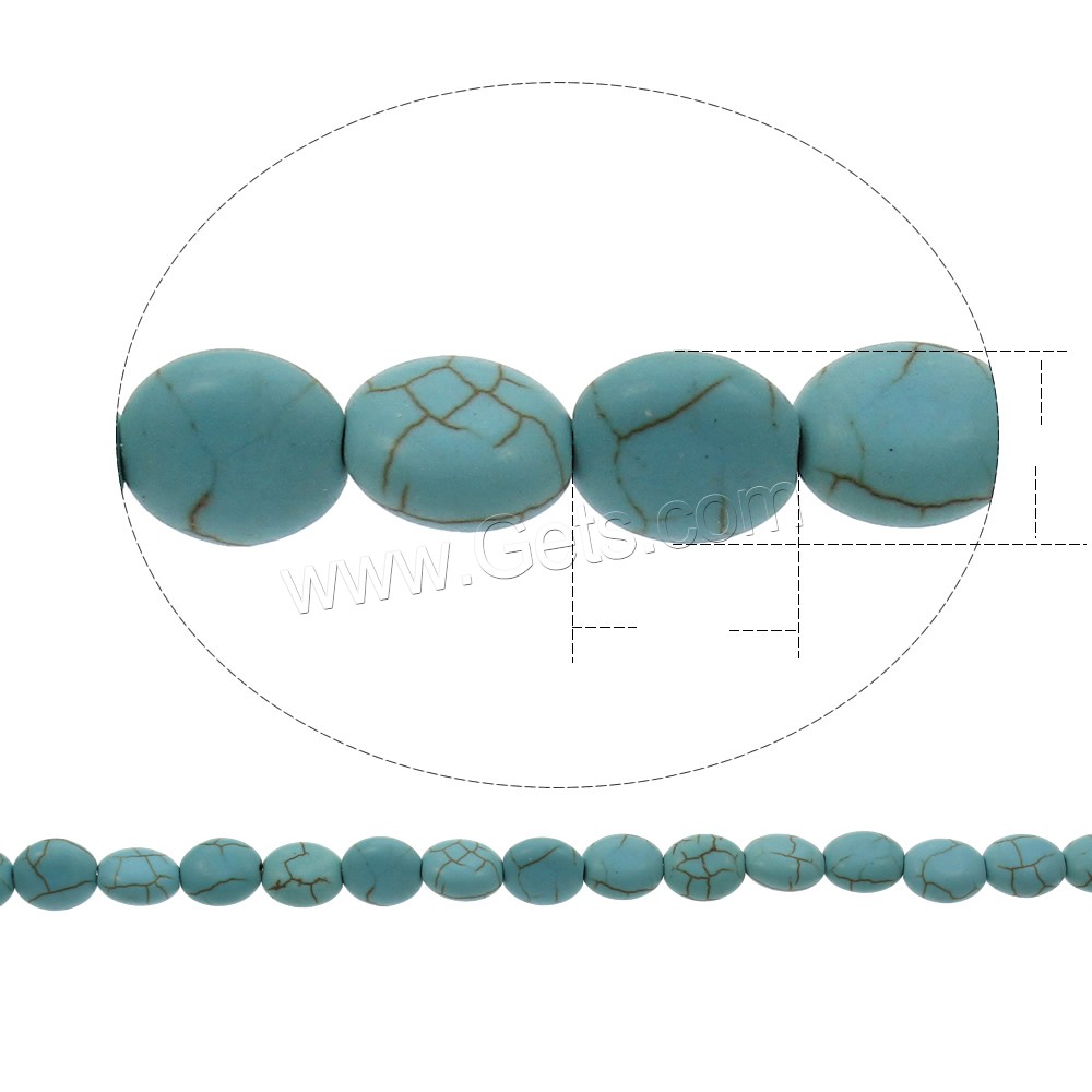 Perles en Turquoise synthétiques, ovale plat, normes différentes pour le choix, bleu, Trou:Environ 1mm, Longueur:Environ 15.5 pouce, Vendu par brin