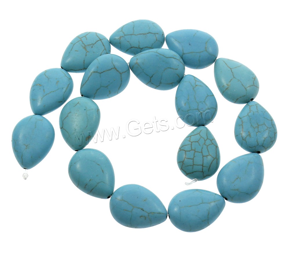 Synthetische Türkis Perlen, Tropfen, verschiedene Größen vorhanden, blau, Bohrung:ca. 1mm, Länge:ca. 15.5 ZollInch, verkauft von Strang