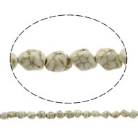 Synthetische Türkis Perlen, Klumpen, weiß, 12x10mm, Bohrung:ca. 1mm, Länge:ca. 15.5 ZollInch, ca. 37PCs/Strang, verkauft von Strang