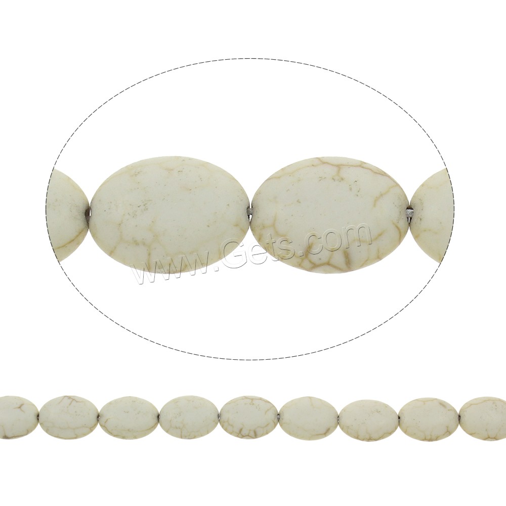 Synthetic Turquoise Beads, Flat Oval, different size for choice, white, Hole:Approx 1mm, Length:Approx 15.5 Inch, Sold By Strand
