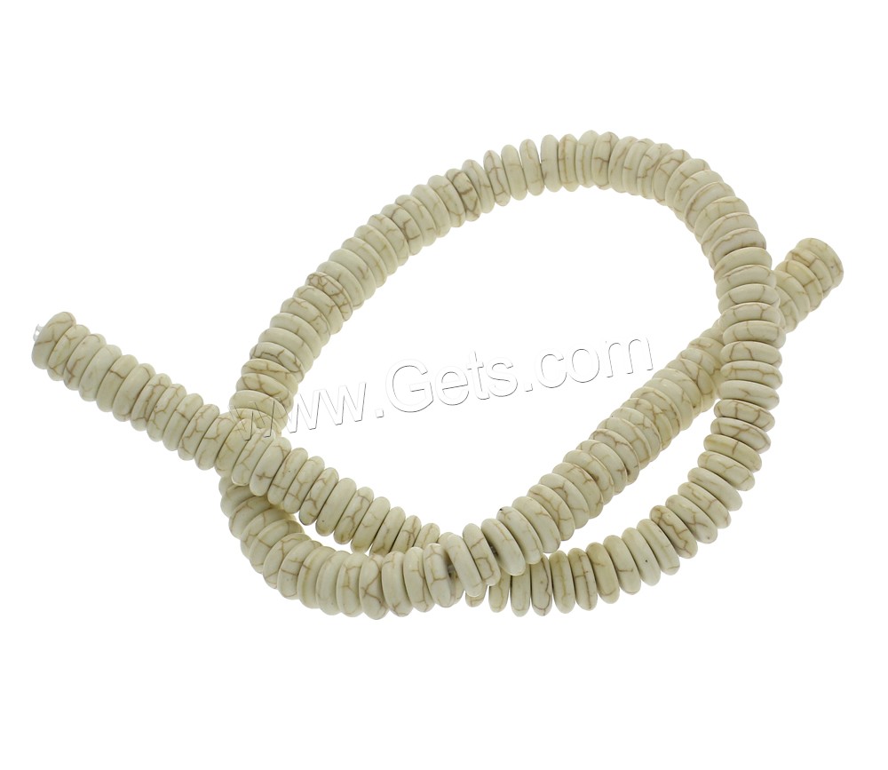 Synthetic Turquoise Beads, Flat Round, different size for choice, white, Hole:Approx 1mm, Length:Approx 15.5 Inch, Approx 127PCs/Strand, Sold By Strand