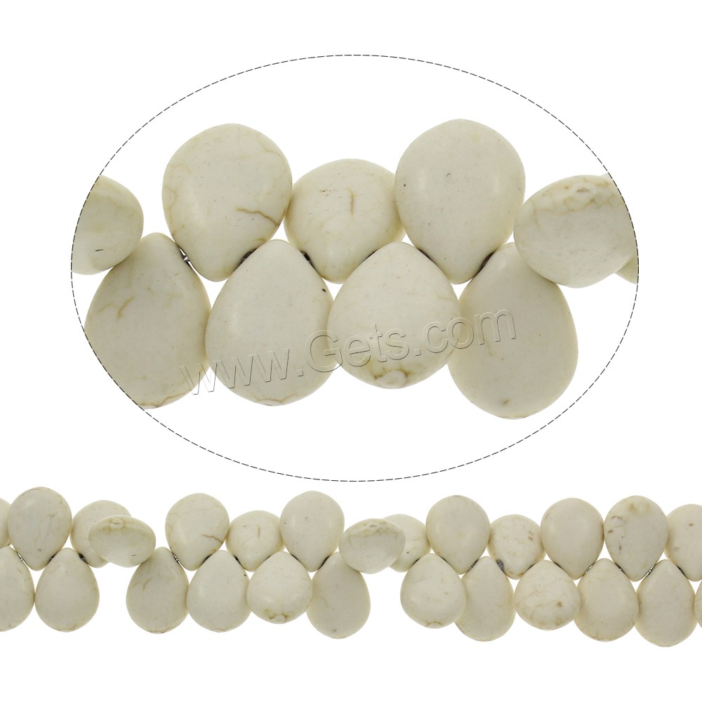 Synthetische Türkis Perlen, Tropfen, verschiedene Größen vorhanden, weiß, Bohrung:ca. 1mm, Länge:ca. 15.5 ZollInch, verkauft von Strang