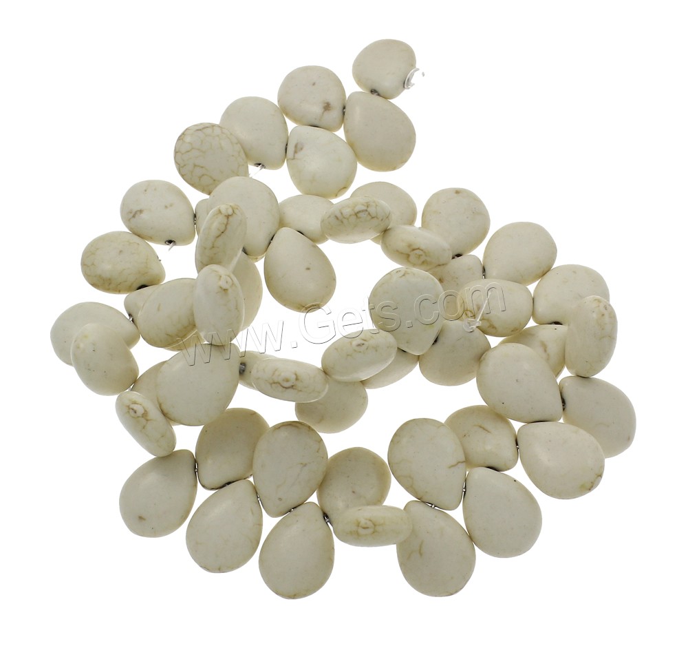 Synthetische Türkis Perlen, Tropfen, verschiedene Größen vorhanden, weiß, Bohrung:ca. 1mm, Länge:ca. 15.5 ZollInch, verkauft von Strang