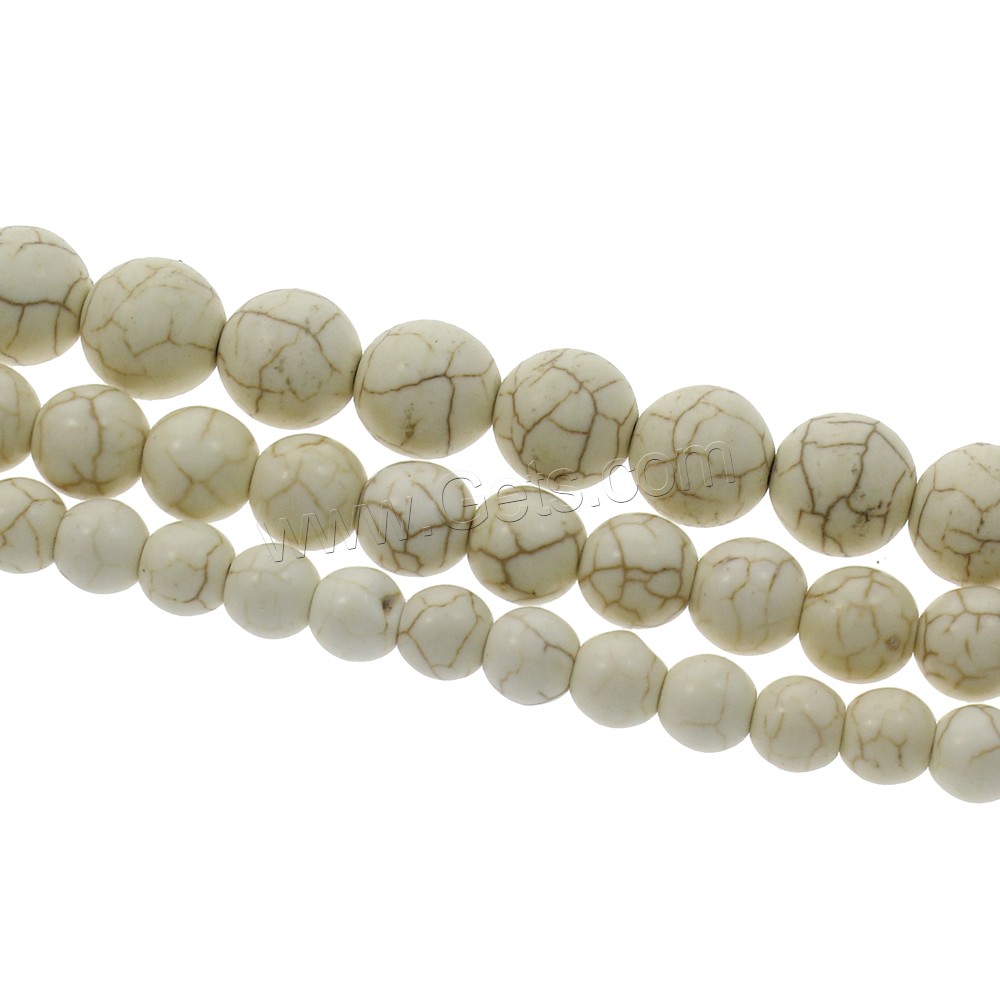 Perles en Turquoise synthétiques, Rond, normes différentes pour le choix, blanc, Trou:Environ 1mm, Longueur:Environ 15.5 pouce, Vendu par brin