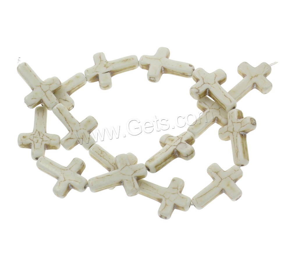 Synthetische Türkis Perlen, Kreuz, verschiedene Größen vorhanden, weiß, Bohrung:ca. 1mm, Länge:ca. 15.5 ZollInch, verkauft von Strang