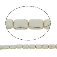 Synthetische Türkis Perlen, Rechteck, verschiedene Größen vorhanden, weiß, Bohrung:ca. 1mm, Länge:ca. 15.5 ZollInch, verkauft von Strang