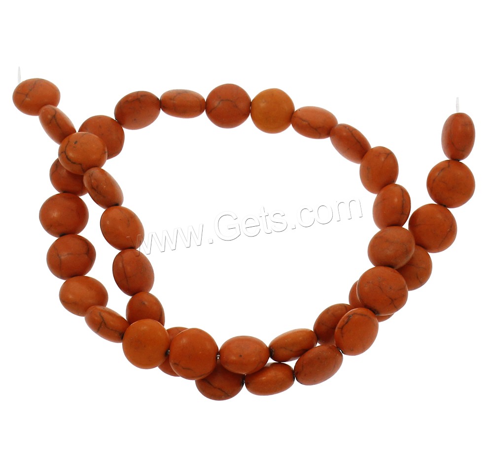 Synthetic Turquoise Beads, Flat Round, different size for choice, reddish orange, Hole:Approx 1mm, Length:Approx 15.5 Inch, Sold By Strand
