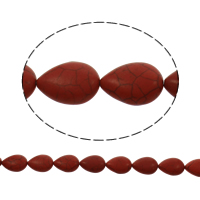 Synthetische Türkis Perlen, Tropfen, verschiedene Größen vorhanden, rot, Bohrung:ca. 1mm, Länge:ca. 15.5 ZollInch, verkauft von Strang