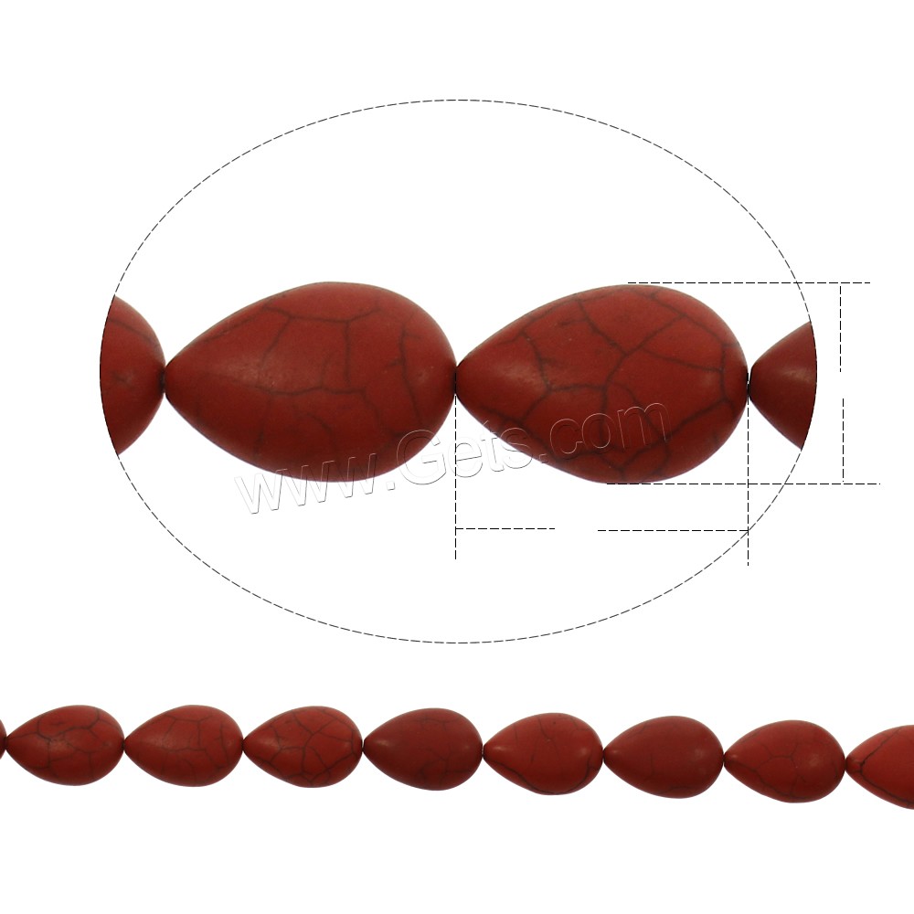 Perles en Turquoise synthétiques, larme, normes différentes pour le choix, rouge, Trou:Environ 1mm, Longueur:Environ 15.5 pouce, Vendu par brin