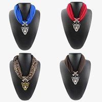 Polyester Short Pendant Scarf, with Zinc Alloy, Leopard, plated & for woman & enamel & with rhinestone Approx 23.6 Inch 