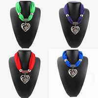 Polyester Short Pendant Scarf, with Zinc Alloy, Heart, plated & for woman & with rhinestone Approx 23.6 Inch 