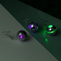 Zinc Alloy Drop Earring, with Resin, 316L stainless steel earring hook, Round, platinum color plated, LED, mixed colors 