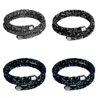strass bracelet ordinaire, Alliage de zinc fermoir magnétique, Placage, réglable & pour femme & 2 fils, plus de couleurs à choisir, Diamètre inté Environ 64mm Environ 7.87 pouce, Vendu par PC